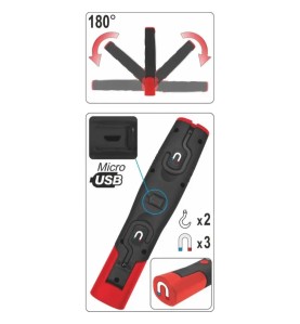 YATO YT-08507 Επαναφορτιζόμενος Φακός LED 30+7 με Φωτεινότητα 140lm