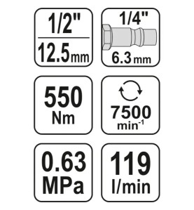 YATO YT09511 Αερόκλειδο Αλουμινίου 1/2" 550 Nm