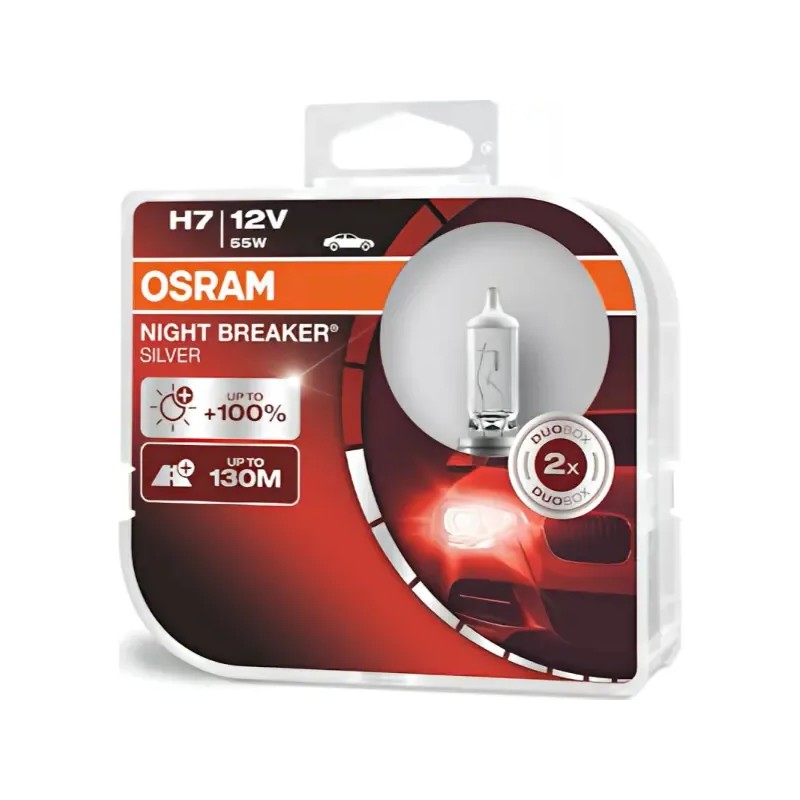 OSRAM Λάμπες Σετ H7 Night Breaker Silver 12V 55W 64210NBSHCB (2 τεμ)