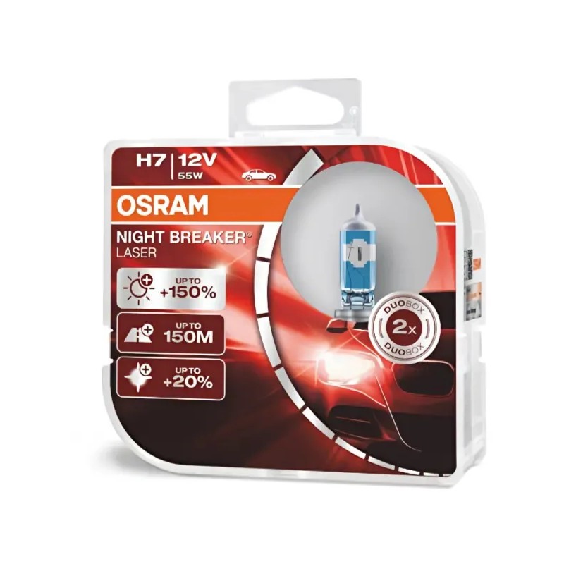 OSRAM Λάμπες Σετ H7 Night Breaker Laser +150% 12V 55W 64210NLHCB (2 τεμ)