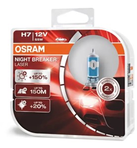 OSRAM Λάμπες Σετ H7 Night Breaker Laser +150% 12V 55W 64210NLHCB (2 τεμ)