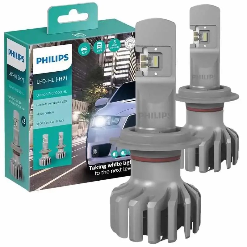 PHILIPS Λάμπες Σετ H7 Ultinon Pro5000 LED 5800K 12V 15W 11972U50CWX2 (2 τεμ)