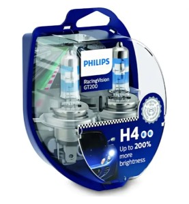 PHILIPS Λάμπες Σετ H4 RacingVision GT200 12V 60/55W 12342RGTS2 (2 τεμ)