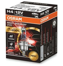 OSRAM Λάμπα H4 Night Breaker 200 +200% 12V 60/55W 64193NB200 (1 τεμ)