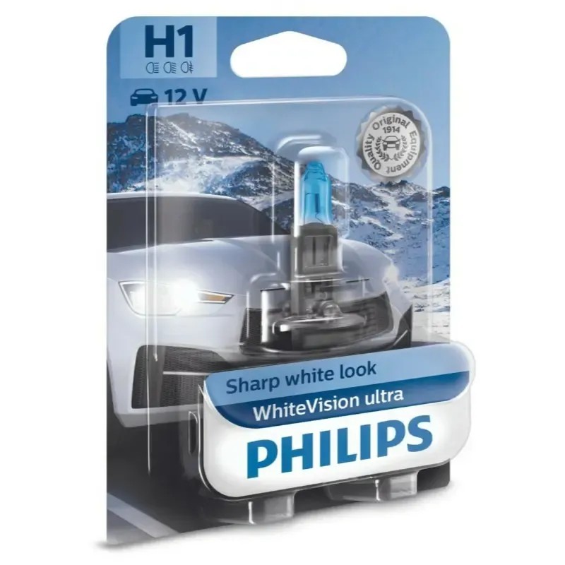 PHILIPS Λάμπα H1 WhiteVision Ultra 12V 55W 12258WVUB1 (1 τεμ)