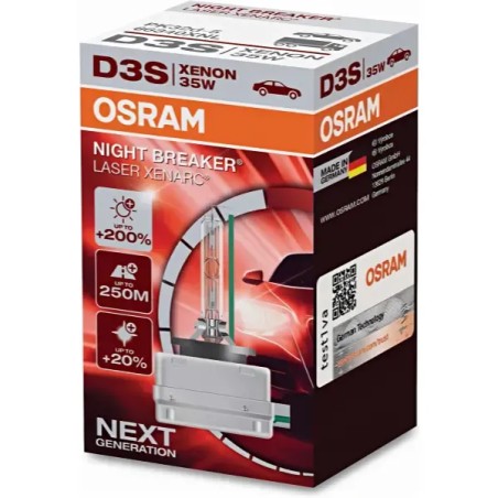 OSRAM Λάμπα XENON D3S Night Breaker Laser +200% 42V 35W 66340XNL (1 τεμ)