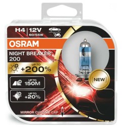 OSRAM Λάμπες H4 Night Breaker Laser 200 12V 55W 3900K 64193NB200-HCB (2 τεμ)