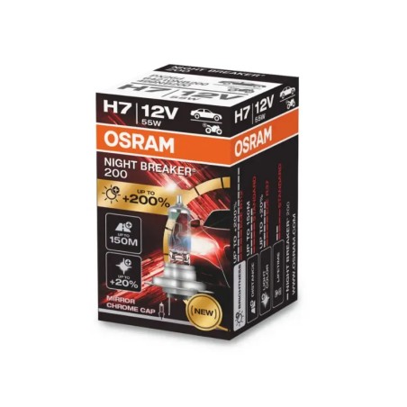 OSRAM Λάμπα H7 Night Breaker 200 +200% 12V 55W 64210NB200 (1 τεμ)