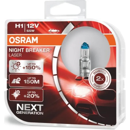 OSRAM Λάμπες H1 Night Breaker Laser +150% 12V 55W 64150NLHCB (2 τεμ)