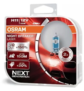 OSRAM Λάμπες H11 Night Breaker Laser +150% 3200K 12V 55W 64211NLHCB (2 τεμ)