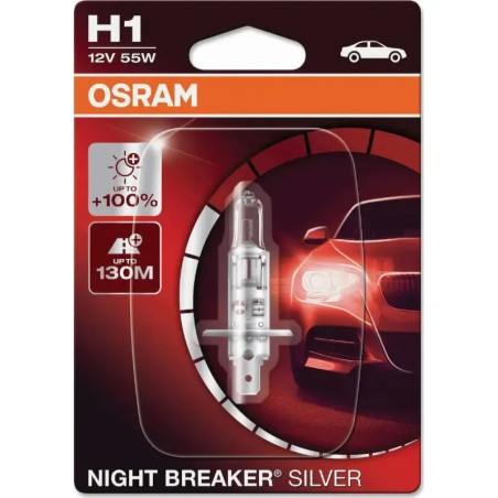 OSRAM Λάμπα H1 Night Breaker Silver +100% 12V 55W 64150NBS01B (1 τεμ)