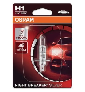OSRAM Λάμπα H1 Night Breaker Silver +100% 12V 55W 64150NBS01B (1 τεμ)