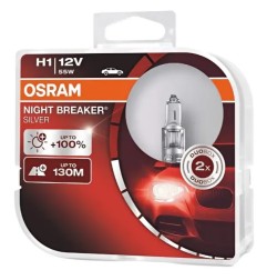 OSRAM Λάμπες H1 Night Breaker Silver +100% 12V 55W 64150NBSHCB (2 τεμ)