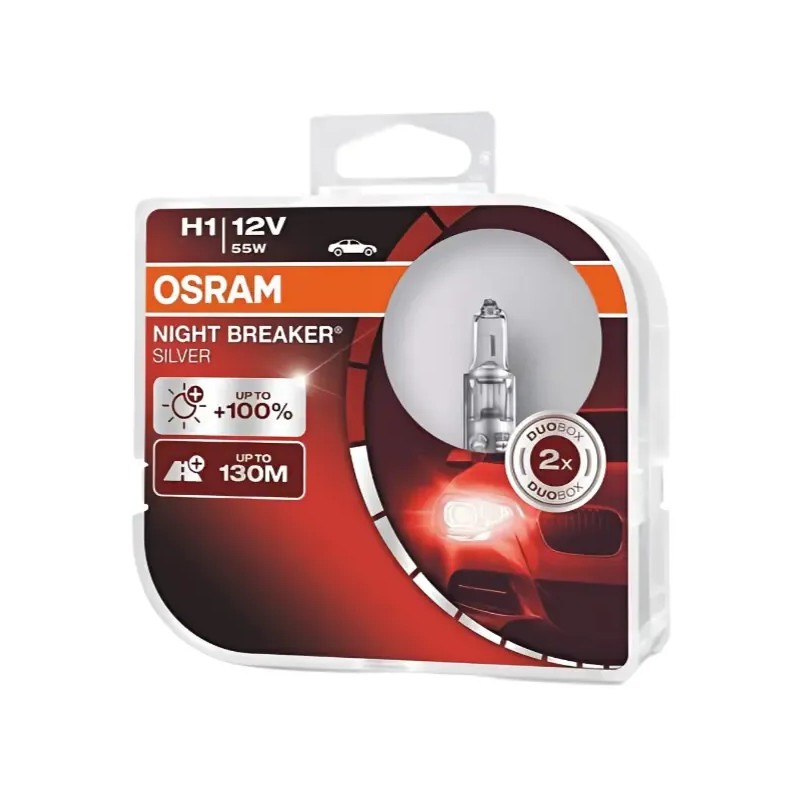 OSRAM Λάμπες H1 Night Breaker Silver +100% 12V 55W 64150NBSHCB (2 τεμ)