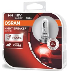 OSRAM Λάμπες H4 Night Breaker Silver +100% 12V 55W 64193NBSHCB (2 τεμ)