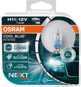 OSRAM Λάμπες H11 Intense Next Generation Αλογόνου 5000K Ψυχρό Λευκό 12V 55W 64211CBNHCB (2 τεμ)