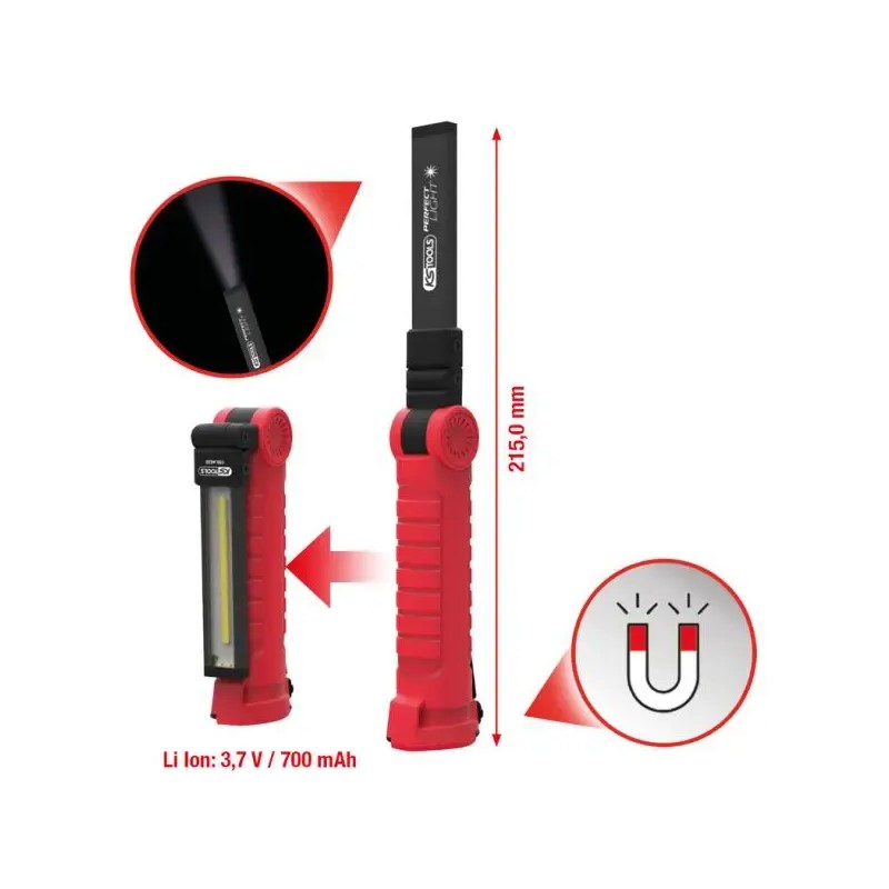 KS TOOLS Φακός Εργασίας LED 30–120 lm με Μπαταρία & Φορτιστή