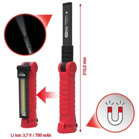 KS TOOLS Φακός Εργασίας LED 30–120 lm με Μπαταρία & Φορτιστή