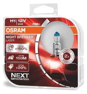 OSRAM Λάμπα H1 Night Breaker Laser +150% 12V 55W 64150NL (1 τεμ)