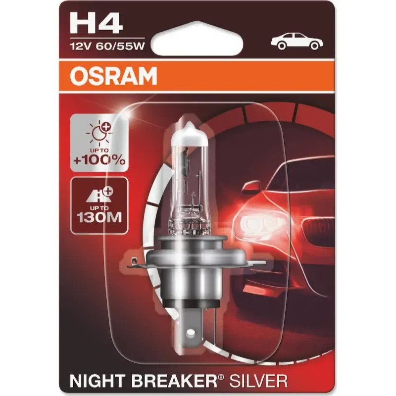 OSRAM Λάμπα H4 Night Breaker Silver 12V 60/55W 64193NBS01B (1 τεμ)