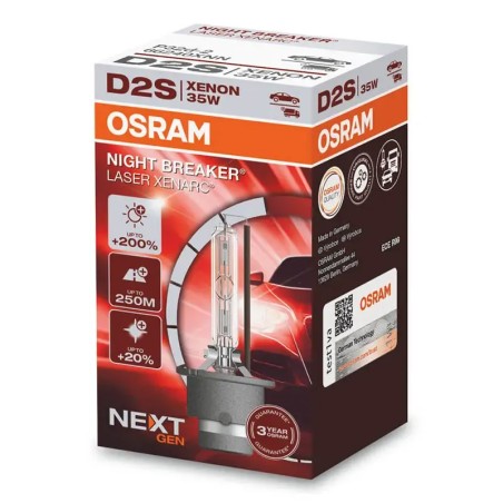 OSRAM Λάμπα XENON D2S Night Breaker Laser +200% 4500K Φυσικό Λευκό 85V 35W 66240XNN (1 τεμ)