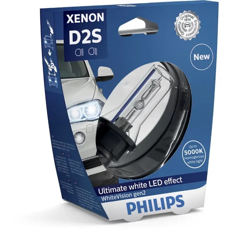 PHILIPS Λάμπα Xenon D2S WhiteVision X-treme 5000K 85V 35W 85122WHV2S1 (1 τεμ)