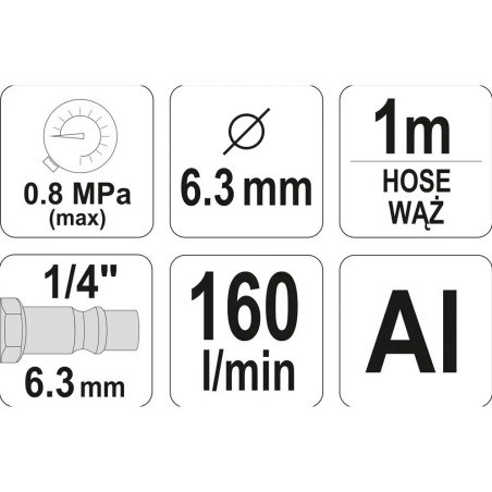 YATO YT-2375 Σετ Πιστόλι Αέρος Αμμοβολής 1m
