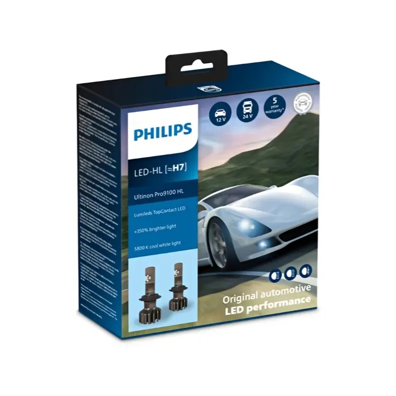 PHILIPS Λάμπες H7 Ultinon Pro9100 LED +350% 5800K 13.2V 18W 11972U91X2 (2 τεμ)