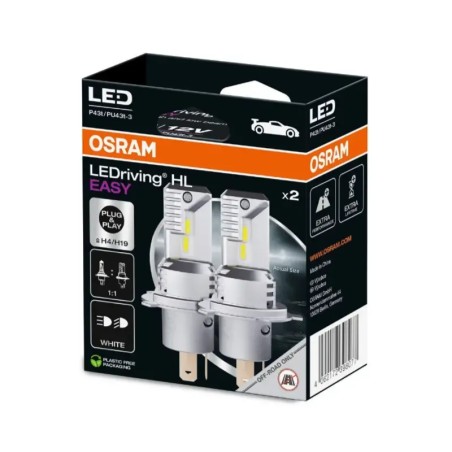 OSRAM Λάμπες H4/H19 LEDriving HL EASY 6500K 12V 16W 64193DWESY2HB (2 τεμ)