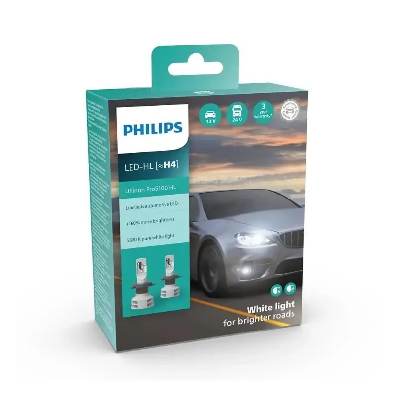 PHILIPS Λάμπες H4 Ultinon Pro9100 LED +160% 5800K 13.2V 12W 11342U51X2 (2 τεμ)