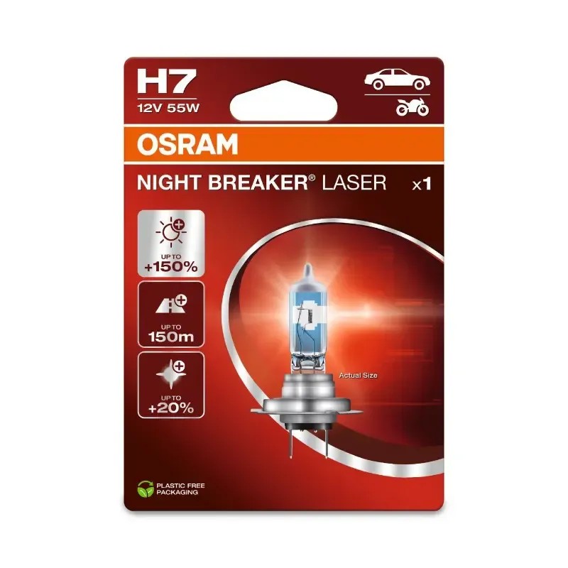 OSRAM Λάμπα H7 +150% Brightness 12V 55W 64210NL1BL (1 τεμ)