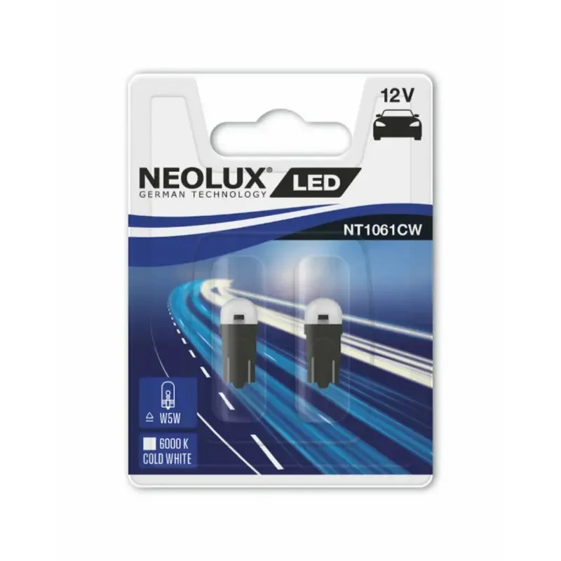 NEOLUX Λάμπες LED T10 6000K Ψυχρό Λευκό 12V 0.5W NT1061CW02B (2 τεμ)