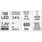 YATO YT-08503 Επαναφορτιζόμενος Φακός Εργασίας LED 600lm
