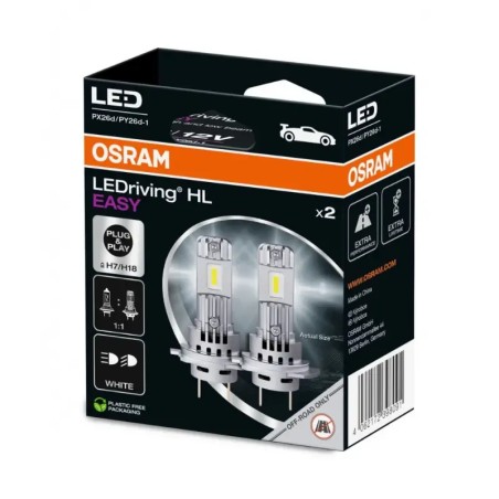 OSRAM Λάμπες H7/H18 LEDriving HL EASY 6500K 12V 16W 64210DWESY2HB (Σετ 2 τεμ.)
