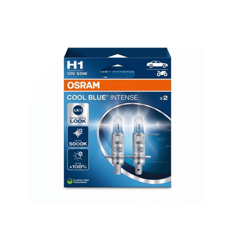 OSRAM Λάμπες H1 Cool Blue Intense +100% 5000K 12V 55W 64150CBN-2HB (2 τεμ)