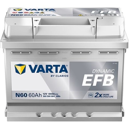 VARTA Μπαταρία N60 60AH/640A Dynamic EFB 242x175x190