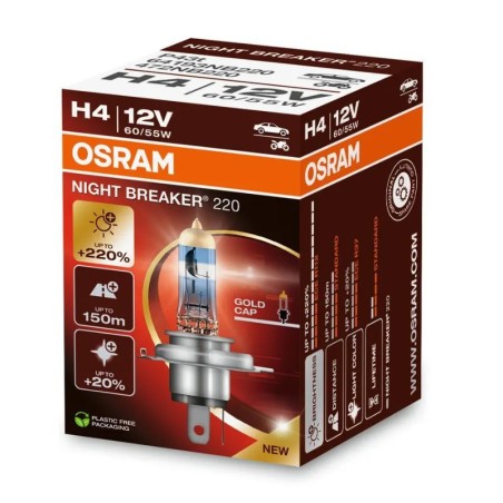 Osram Λάμπες H4 Night Breaker +220% 12V 60/55W 64193NB220 (1τεμ)